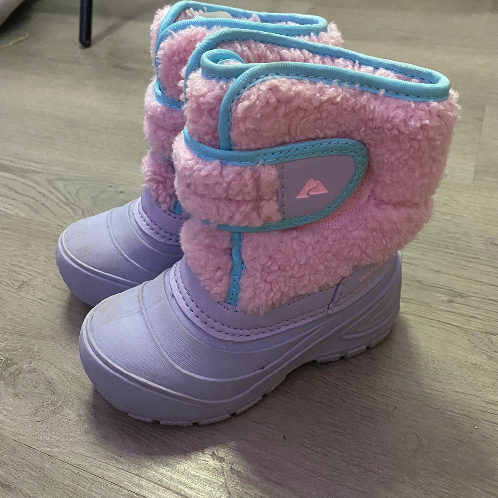Ozark Trail Snow Boots Kids Size 8 Purple Pink Faux Shearling Waterproof Winter